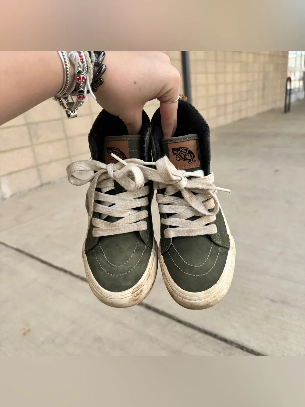 Kids Olive Green Elements High Top Vans
